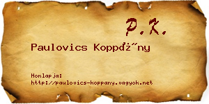 Paulovics Koppány névjegykártya